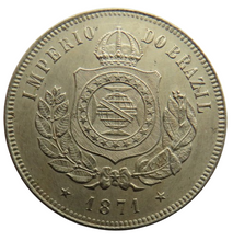 Load image into Gallery viewer, 1871 Brazil 200 Reis Coin In Excellent Condition
