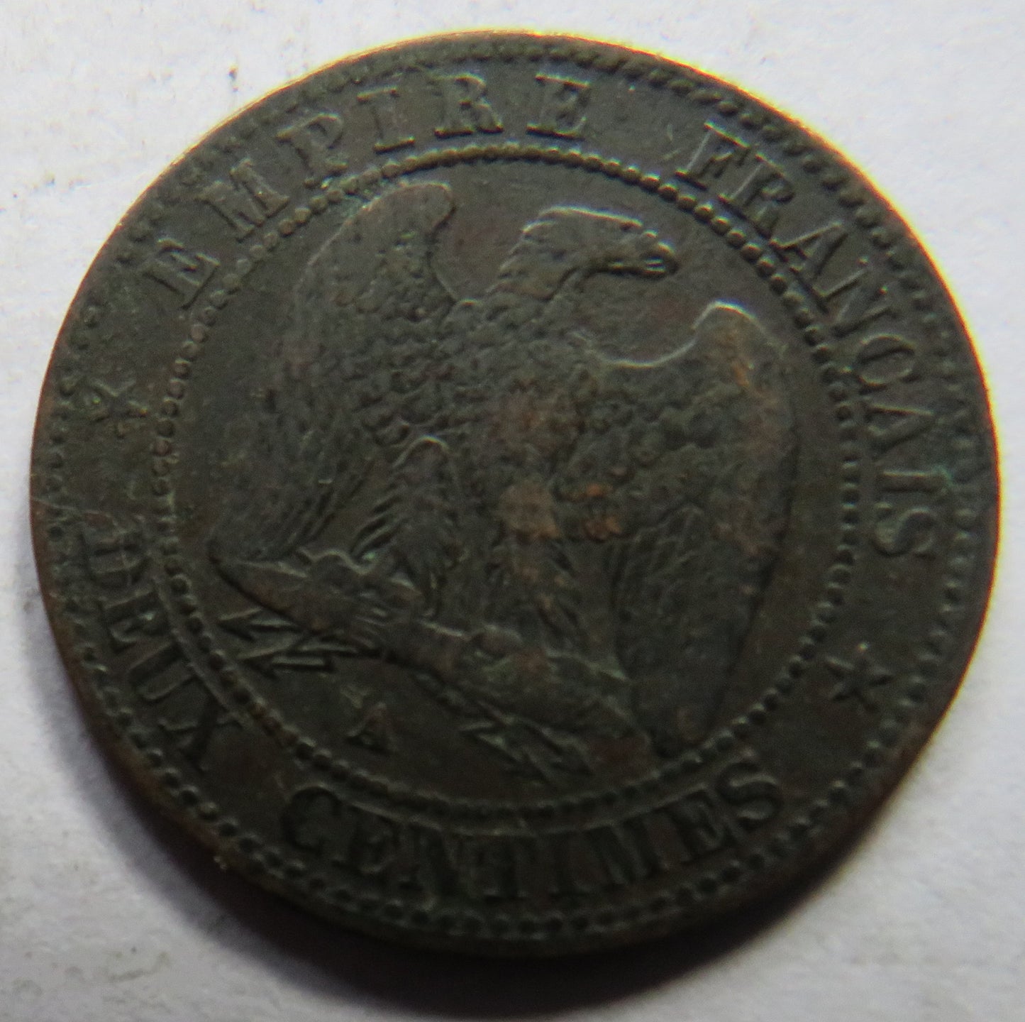 1855-A France Napoleon III 2 Centimes Coin