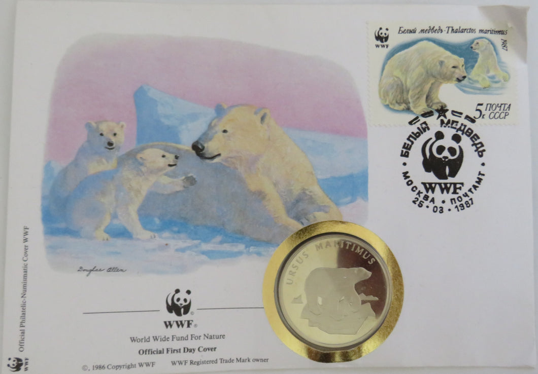 1986 WWF Coin & Stamp Cover Ursus Maritimus - Polar Bears