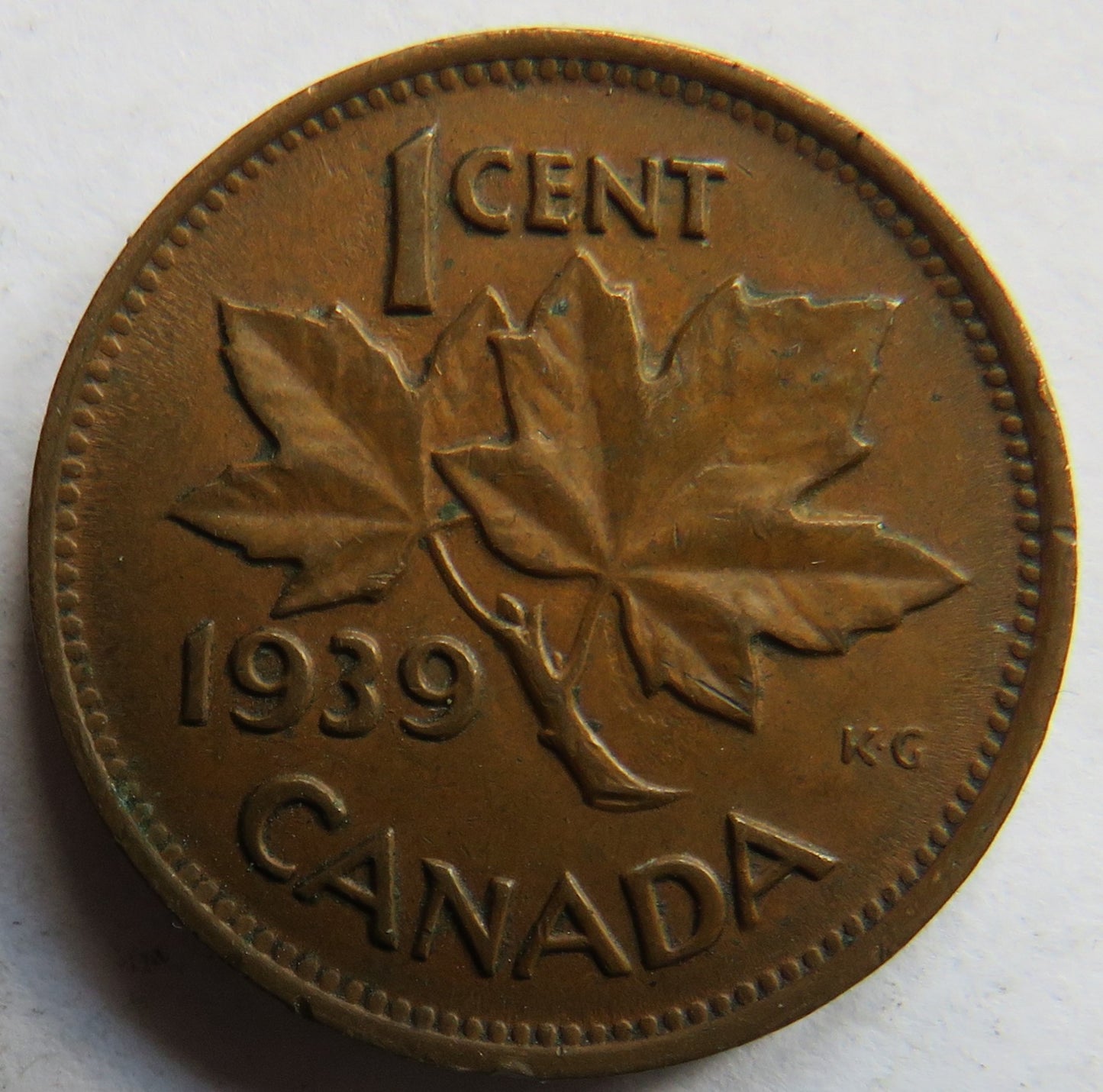 1939 King George VI Canada One Cent Coin