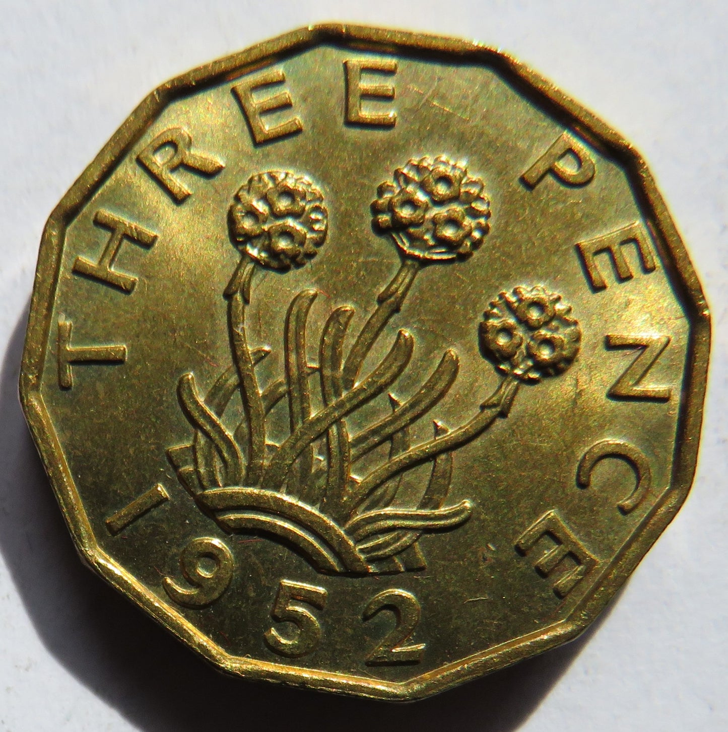 1952 King George VI Brass Threepence Coin In High Grade