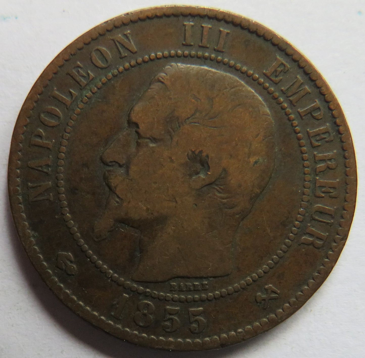 1855-B France Napoleon III 10 Centimes Coin