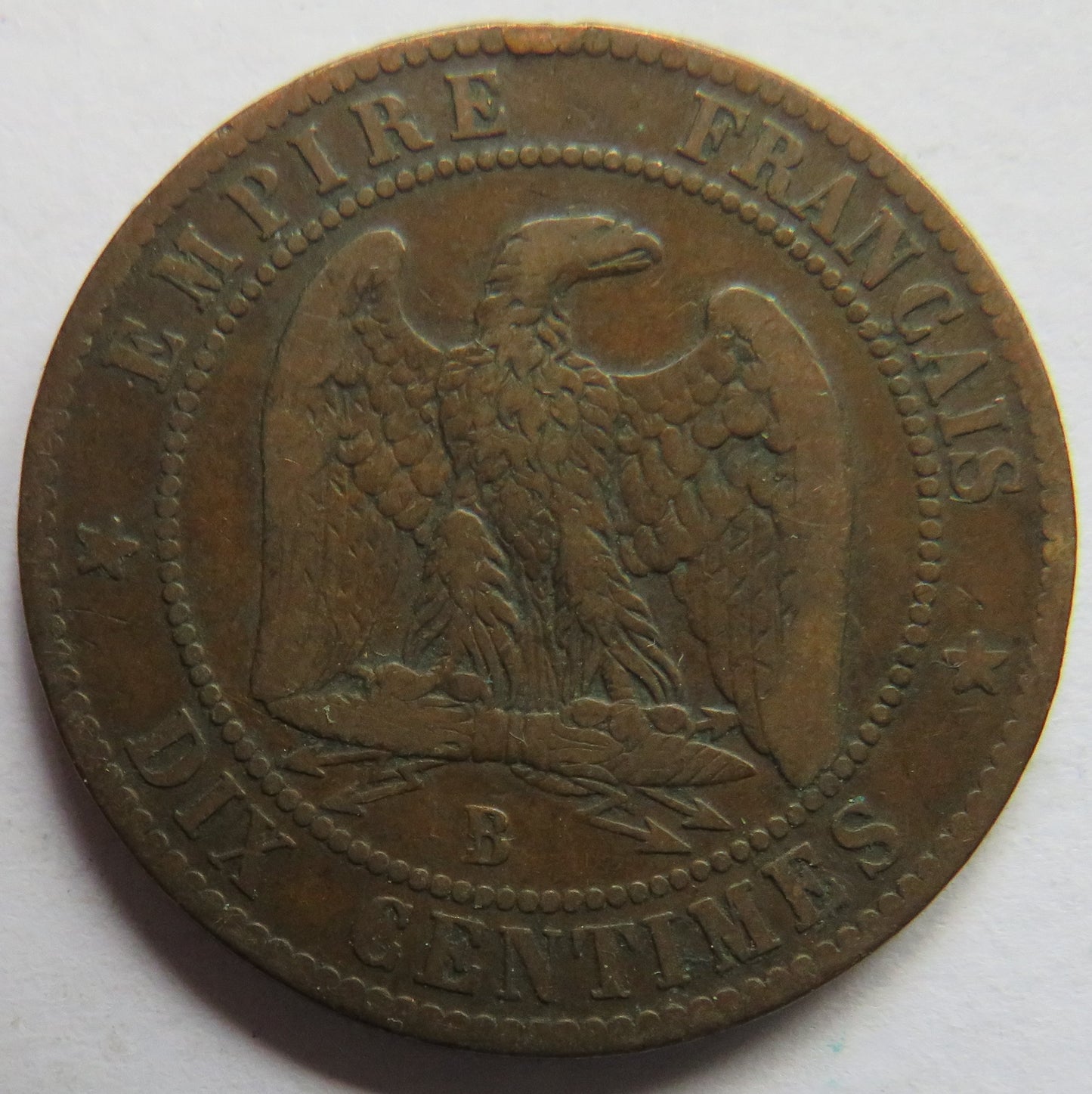 1855-B France Napoleon III 10 Centimes Coin