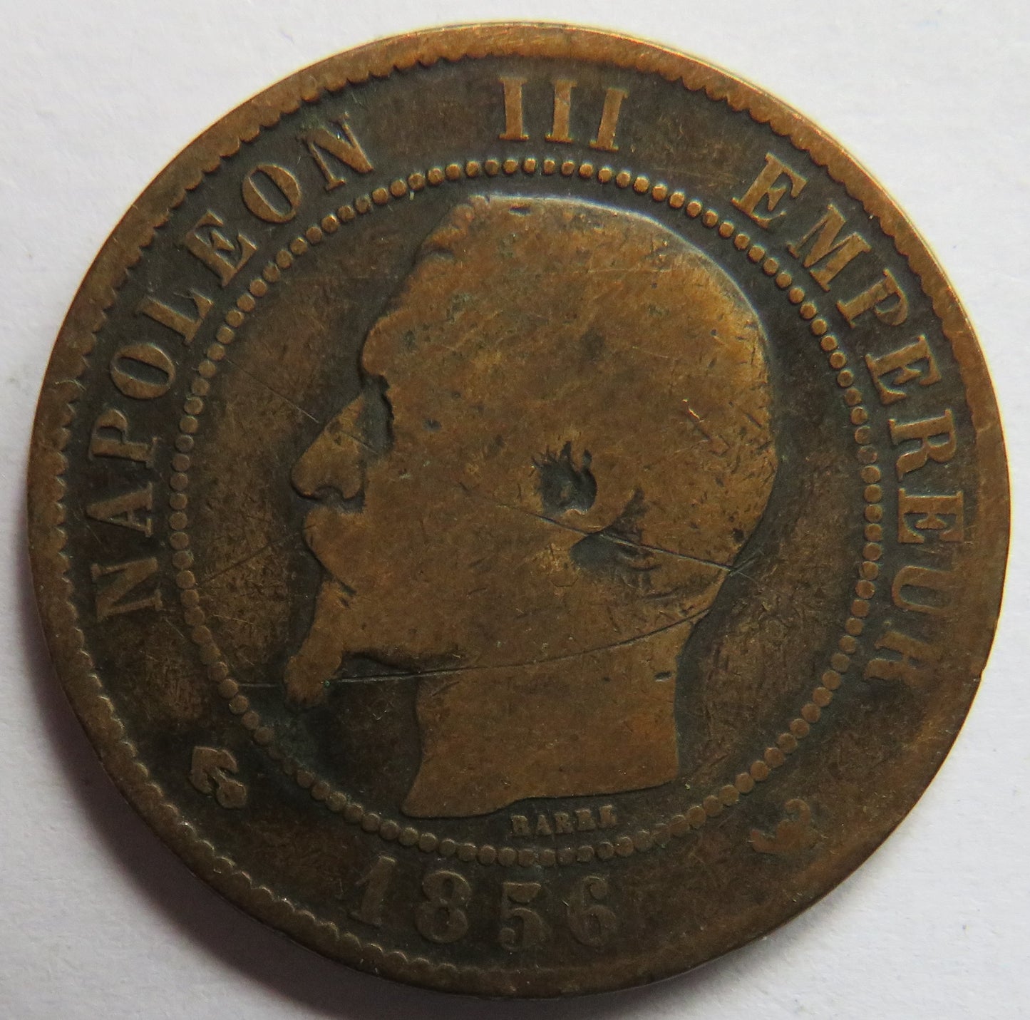 1856-W France Napoleon III 10 Centimes Coin