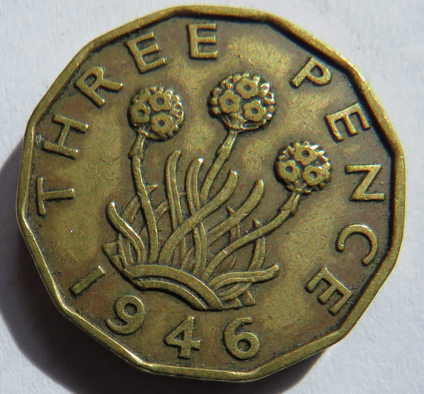 1946 King George VI Brass Threepence Coin Scarce Date