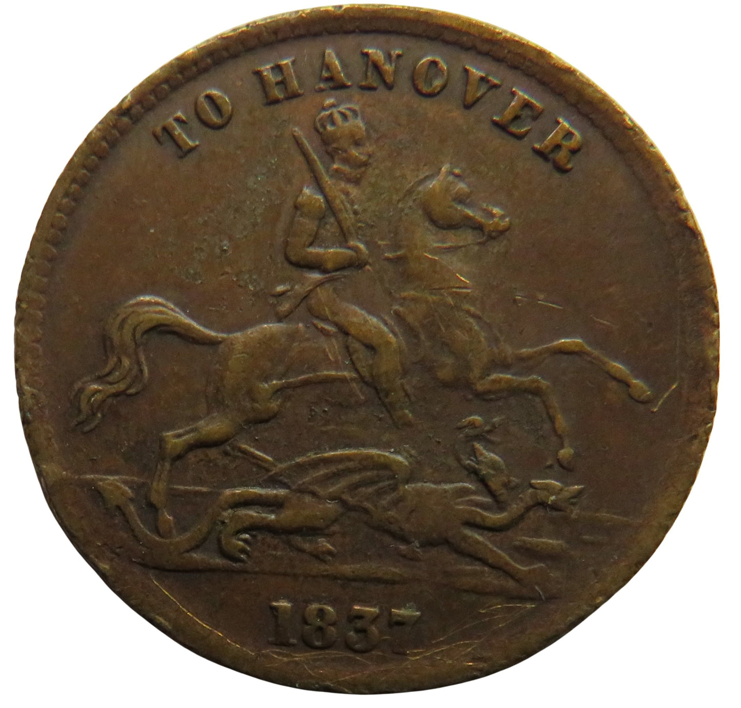 1837 Queen Victoria " To Hanover" Cumberland Jack Token