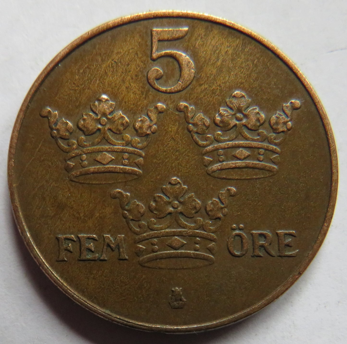 1930 Sweden 5 Öre / Ore Coin