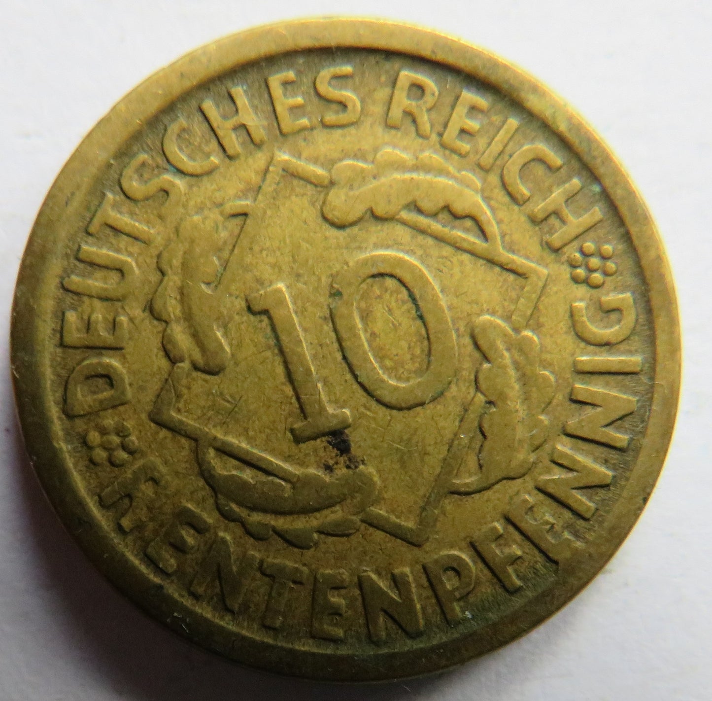 1924-D Germany - Weimar Republic 10 Rentenpfennig Coin