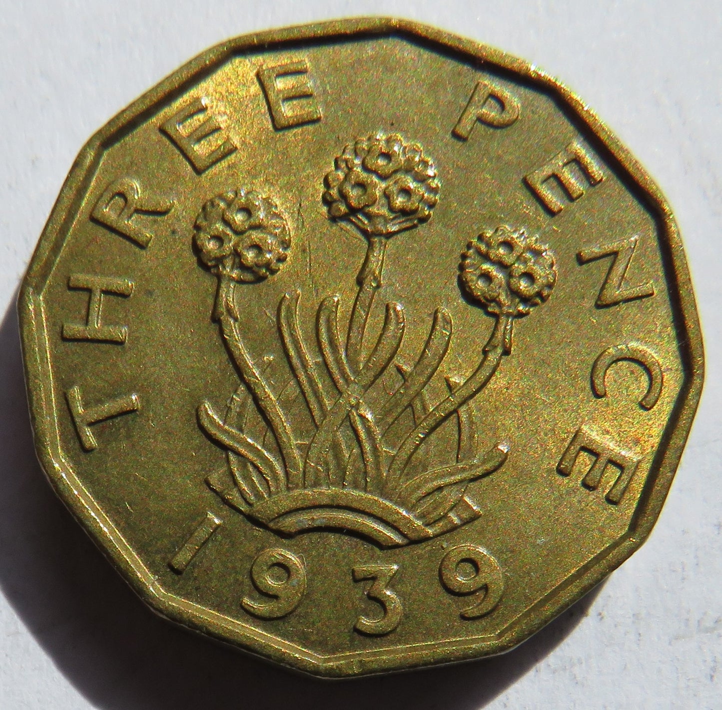1939 King George VI Brass Threepence Coin In Better Grade