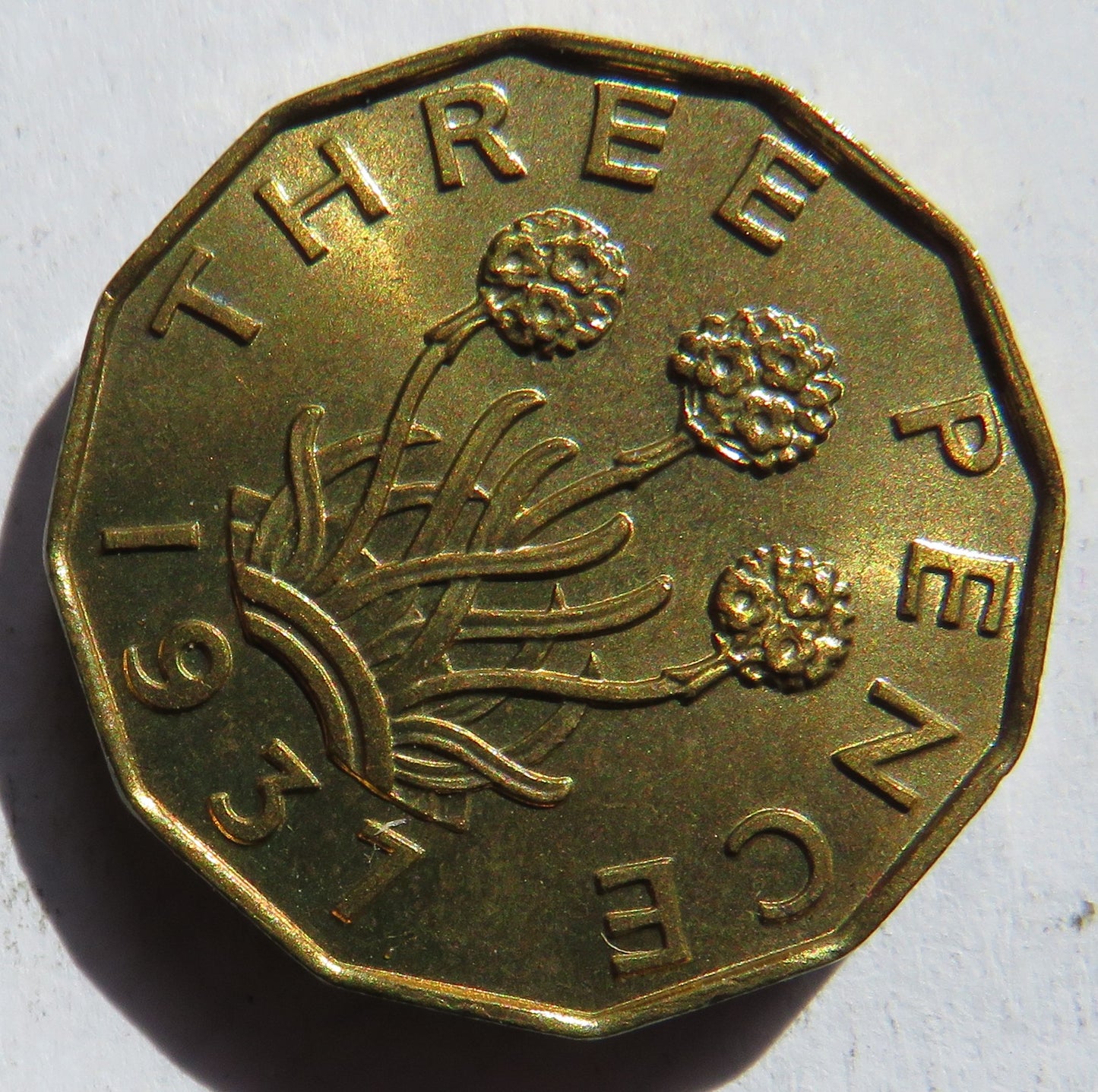 1937 King George VI Brass Threepence Coin In High Grade