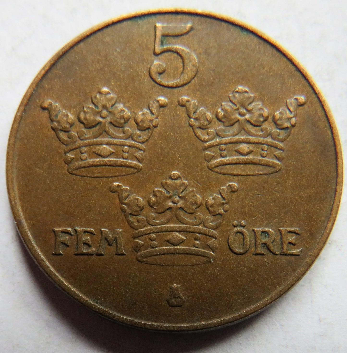 1940 Sweden 5 Öre / Ore Coin