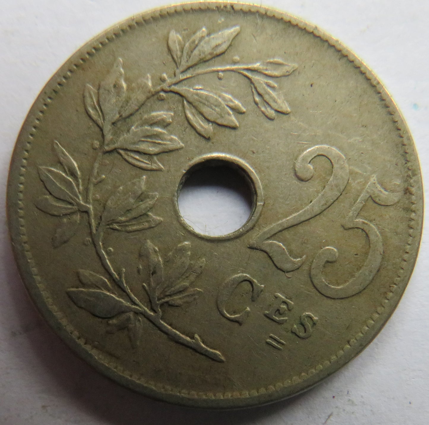1908 Belgium 25 Centimes Coin