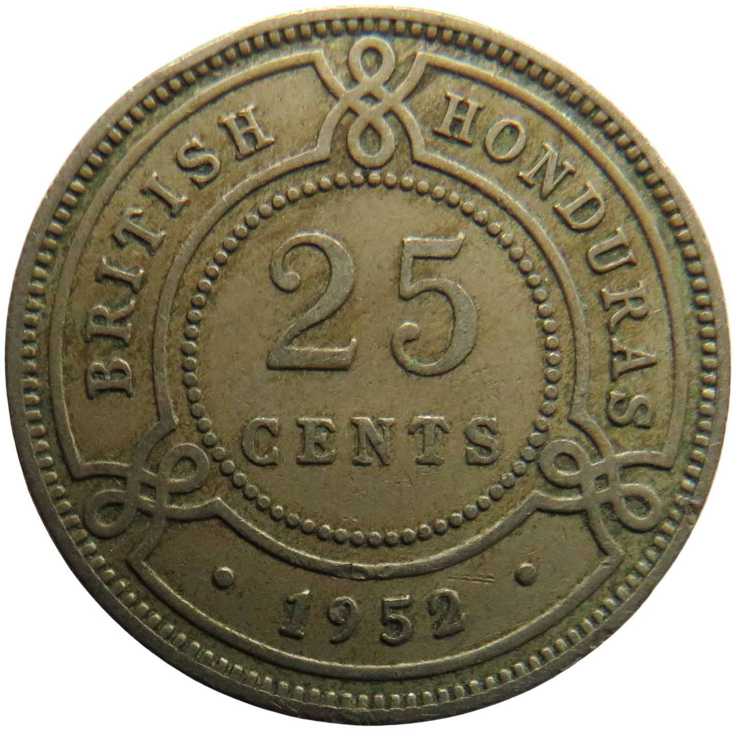 1952 King George VI British Honduras 25 Cents Coin