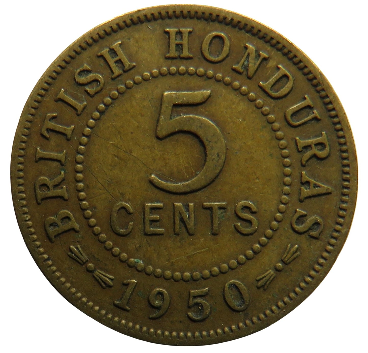 1950 King George VI British Honduras 5 Cents Coin