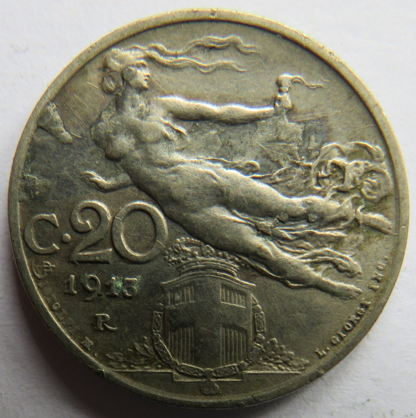 1913 Italy 20 Centesimi Coin