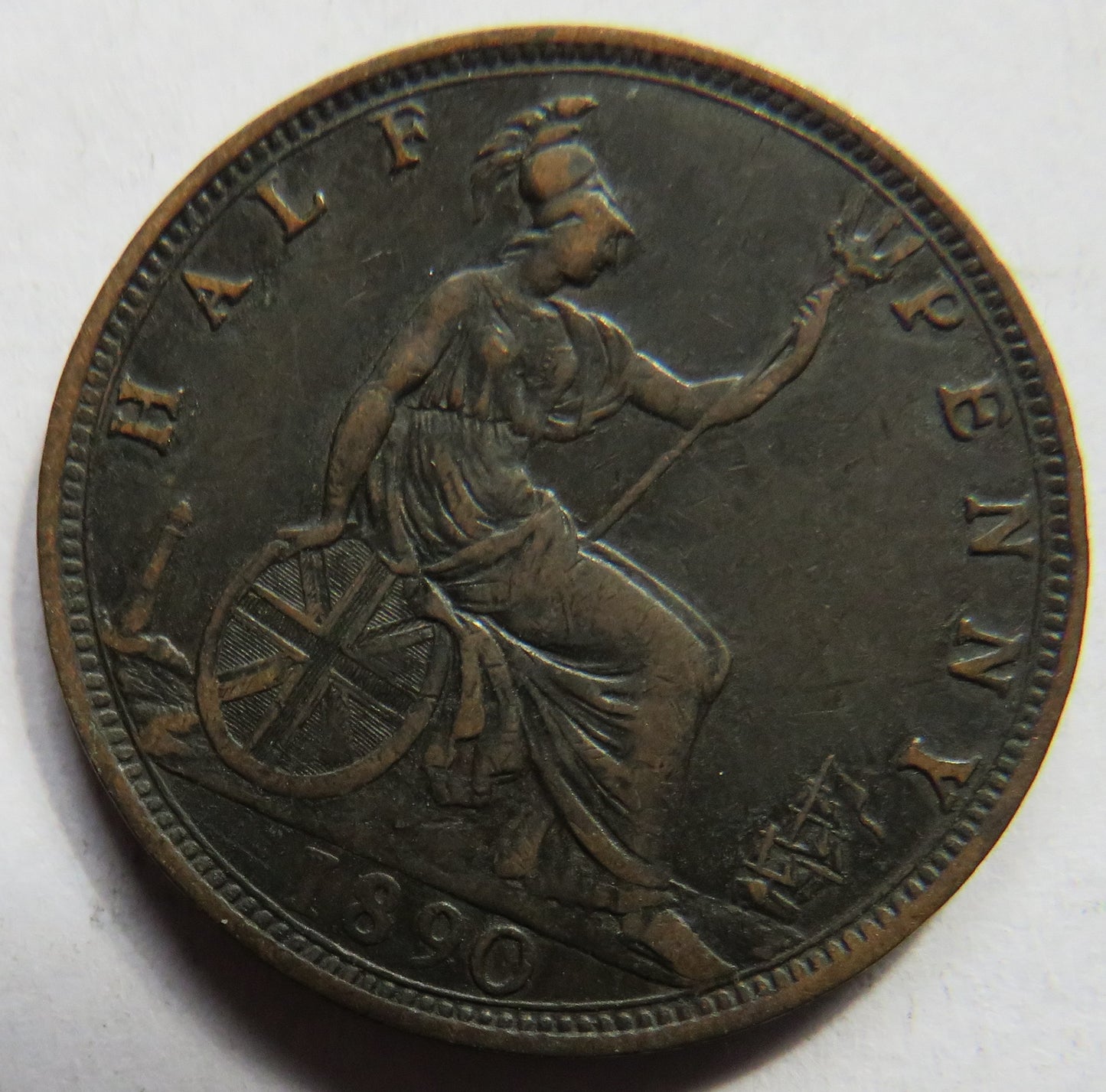 1890 Queen Victoria Halfpenny Coin - Great Britain