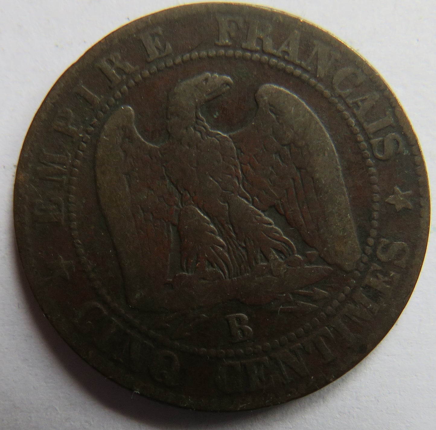 1856-B France Napoleon III 5 Centimes Coin