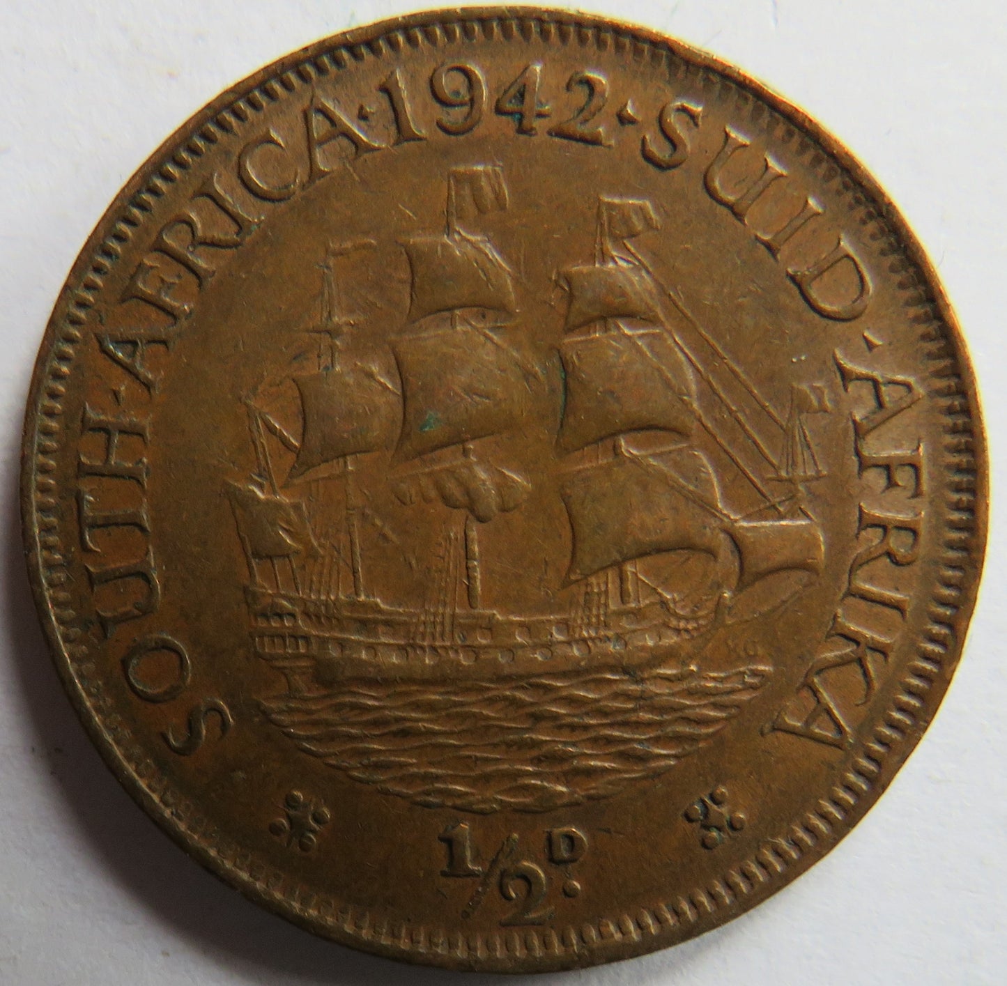 1942 King George VI South Africa Halfpenny Coin