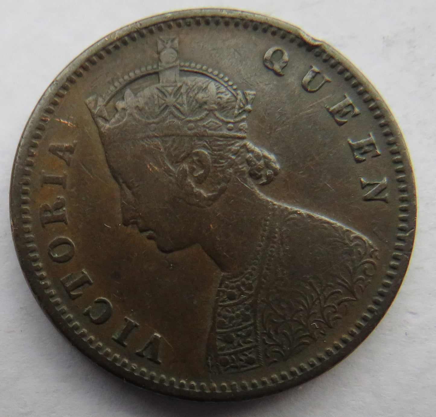 1862 Queen Victoria India 1/4 Quarter Anna Coin