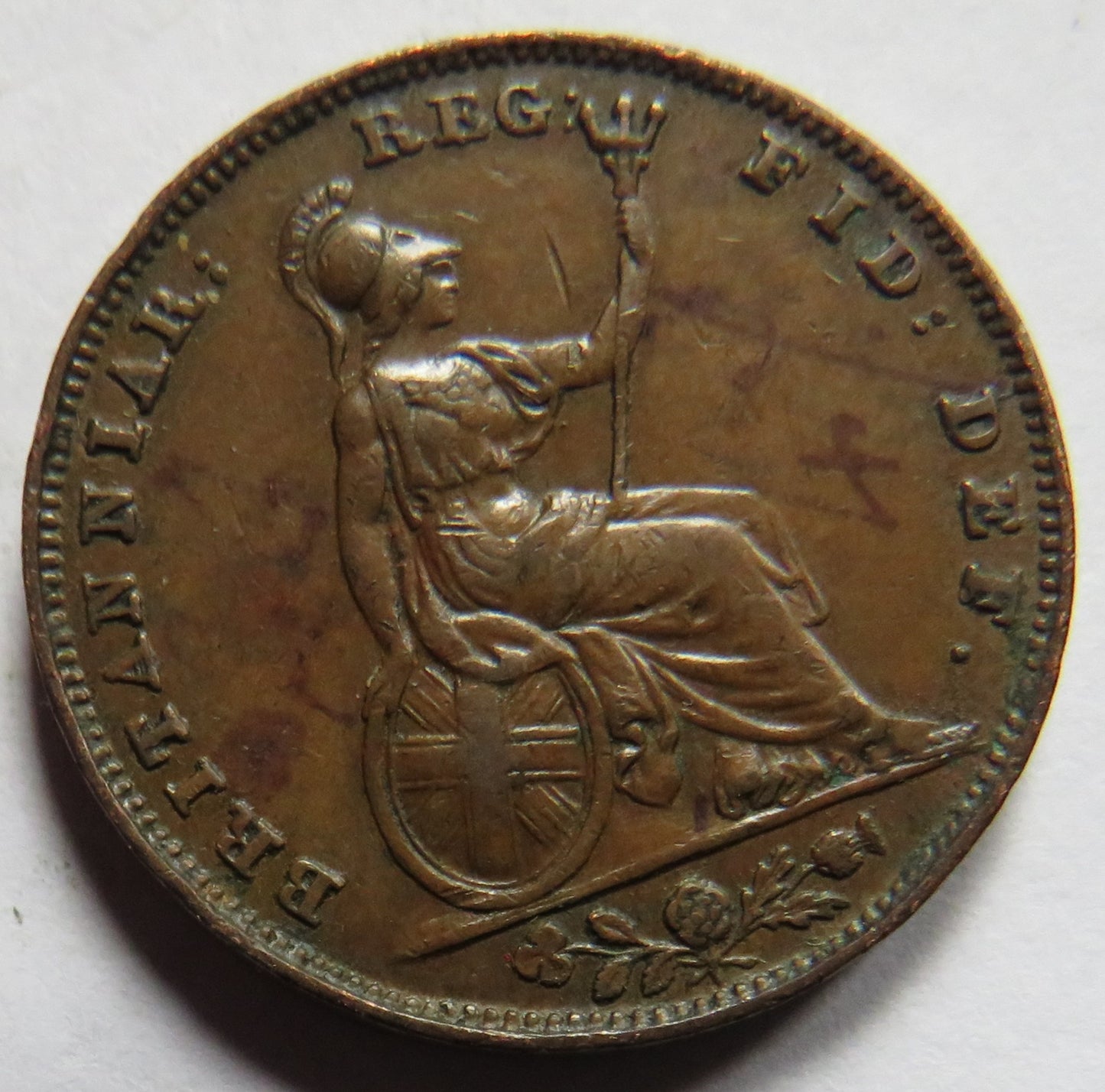 1838 Queen Victoria Young Head Farthing Coin - Great Britain