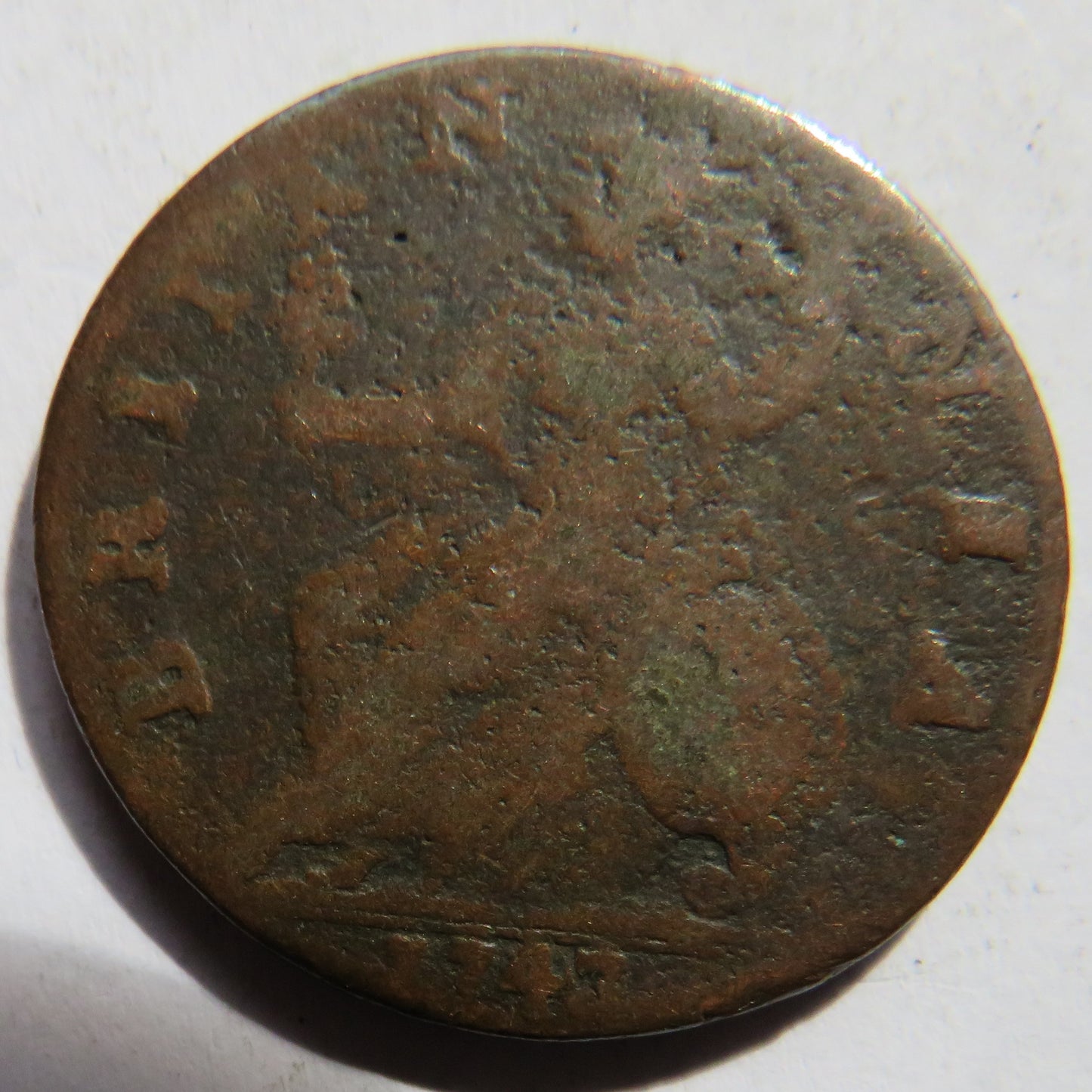 1743 King George II Halfpenny Coin - Great Britain
