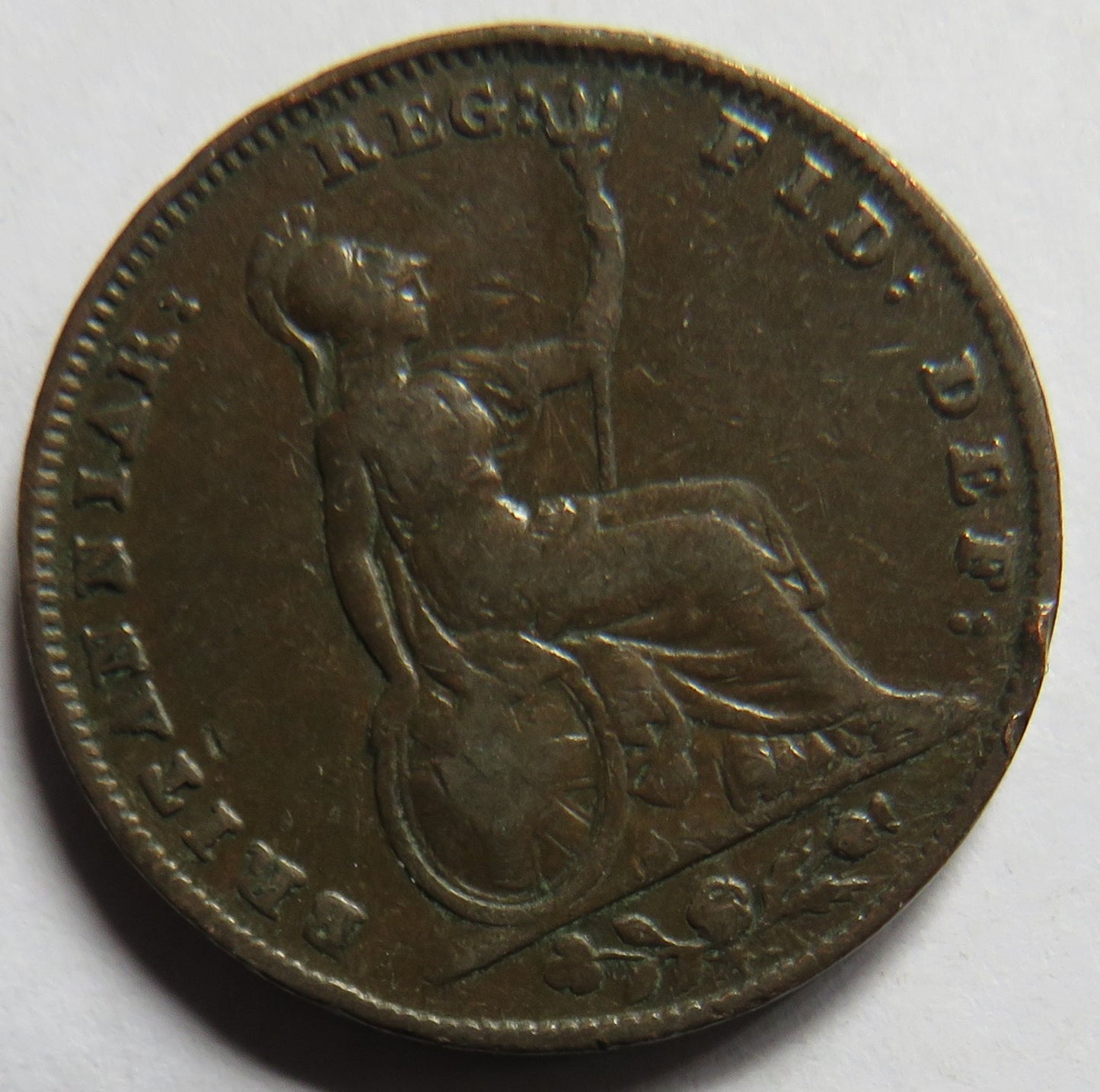 1853 Queen Victoria Young Head Farthing Coin - Great Britain