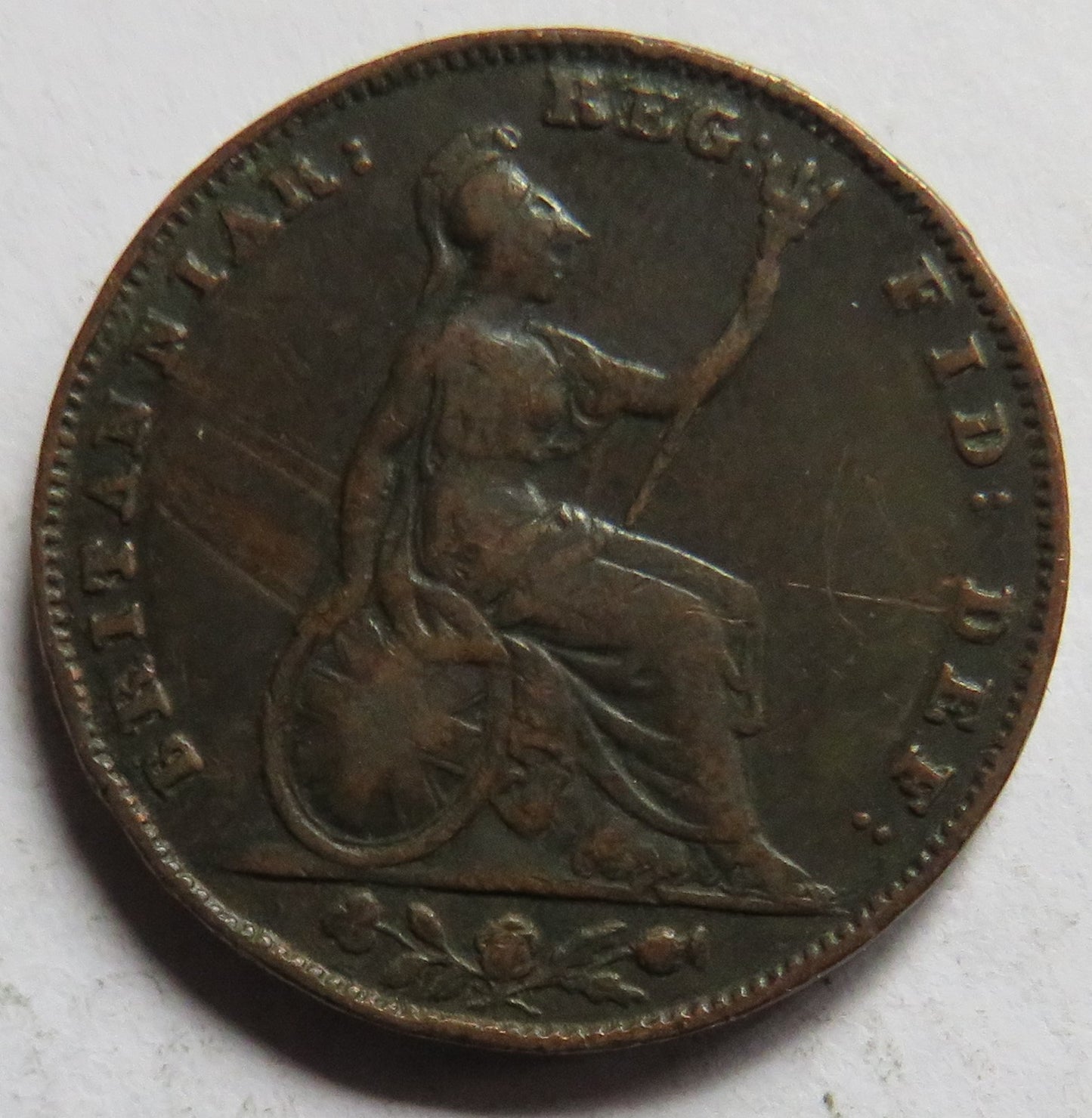 1853 Queen Victoria Young Head Farthing Coin - Great Britain