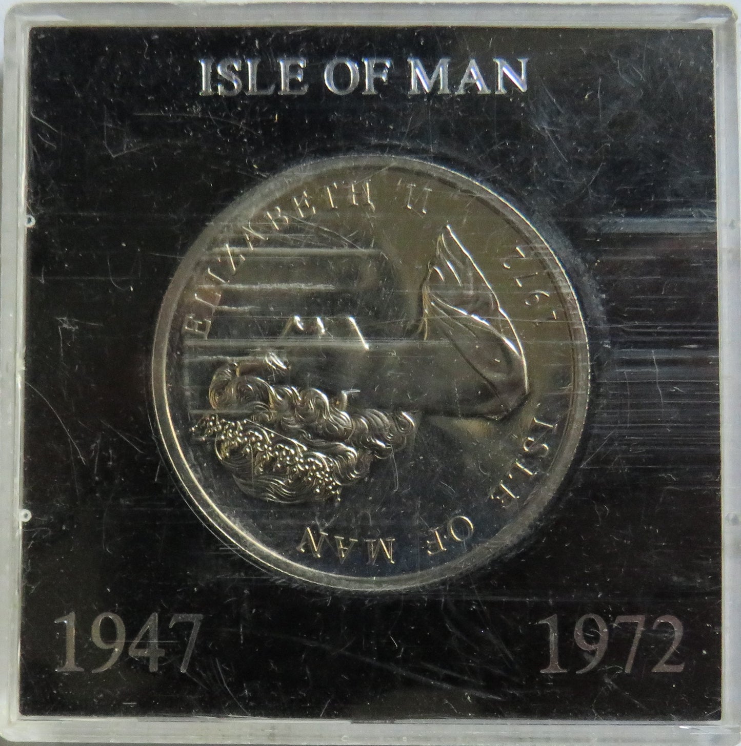 1972 Isle of Man One Crown Cased Coin Silver Wedding Anniversary