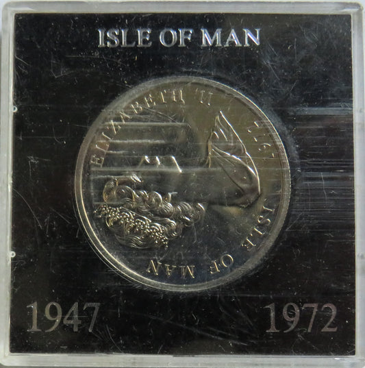 1972 Isle of Man One Crown Cased Coin Silver Wedding Anniversary