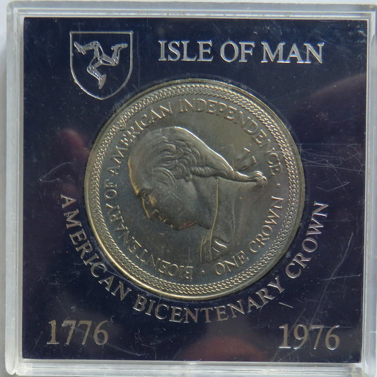 1776-1976 Isle of Man One Crown Cased Coin American Bicentenary Crown