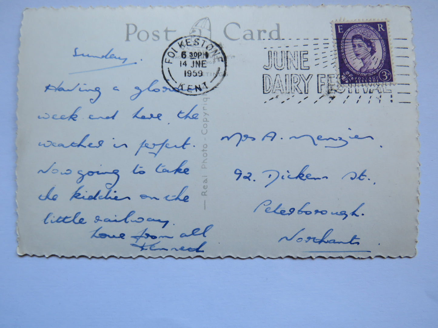 Vintage Multiview Postcard of Just A Line from Hythe