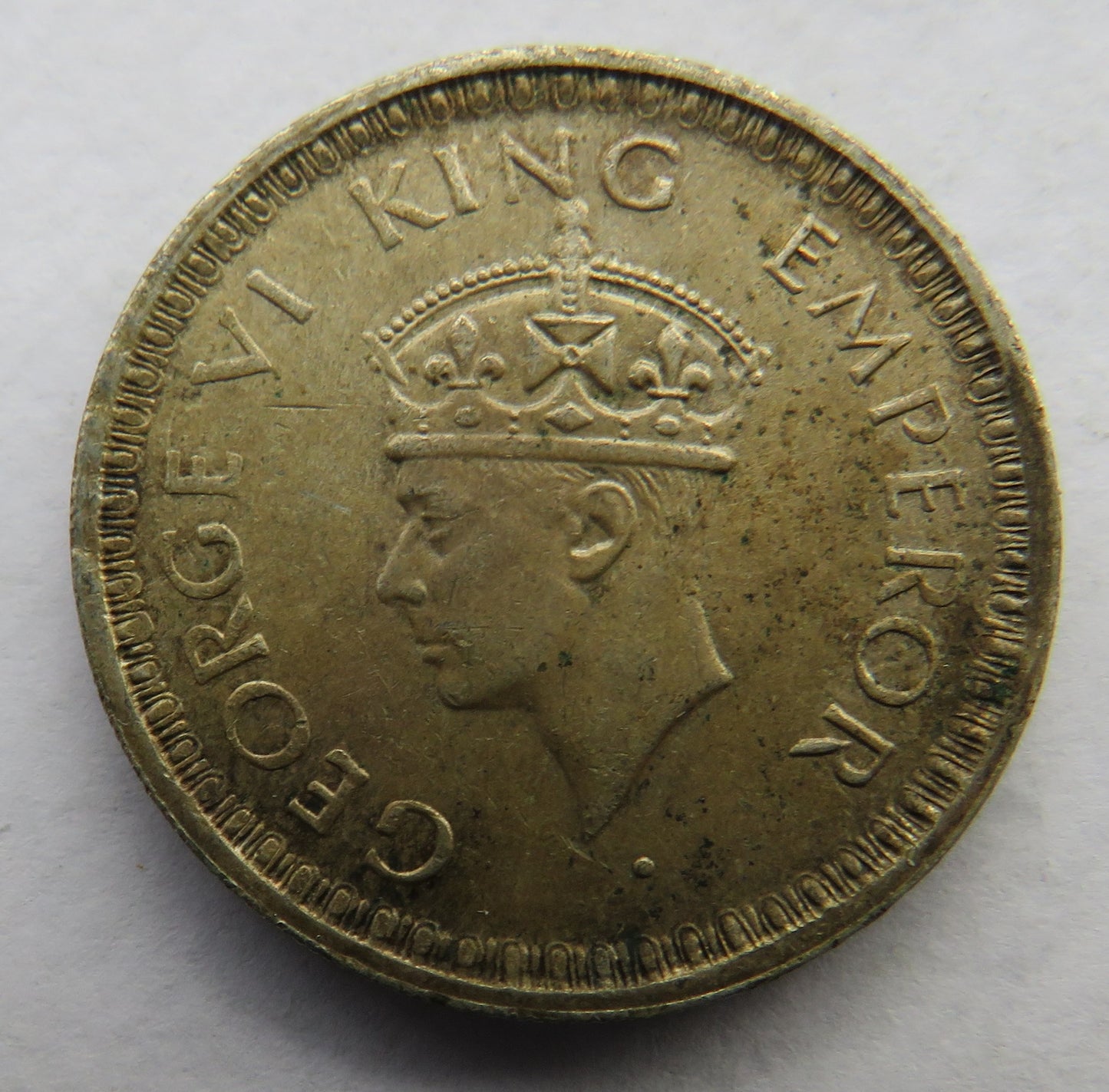 1943 King George VI India Silver 1/2 Rupee Coin