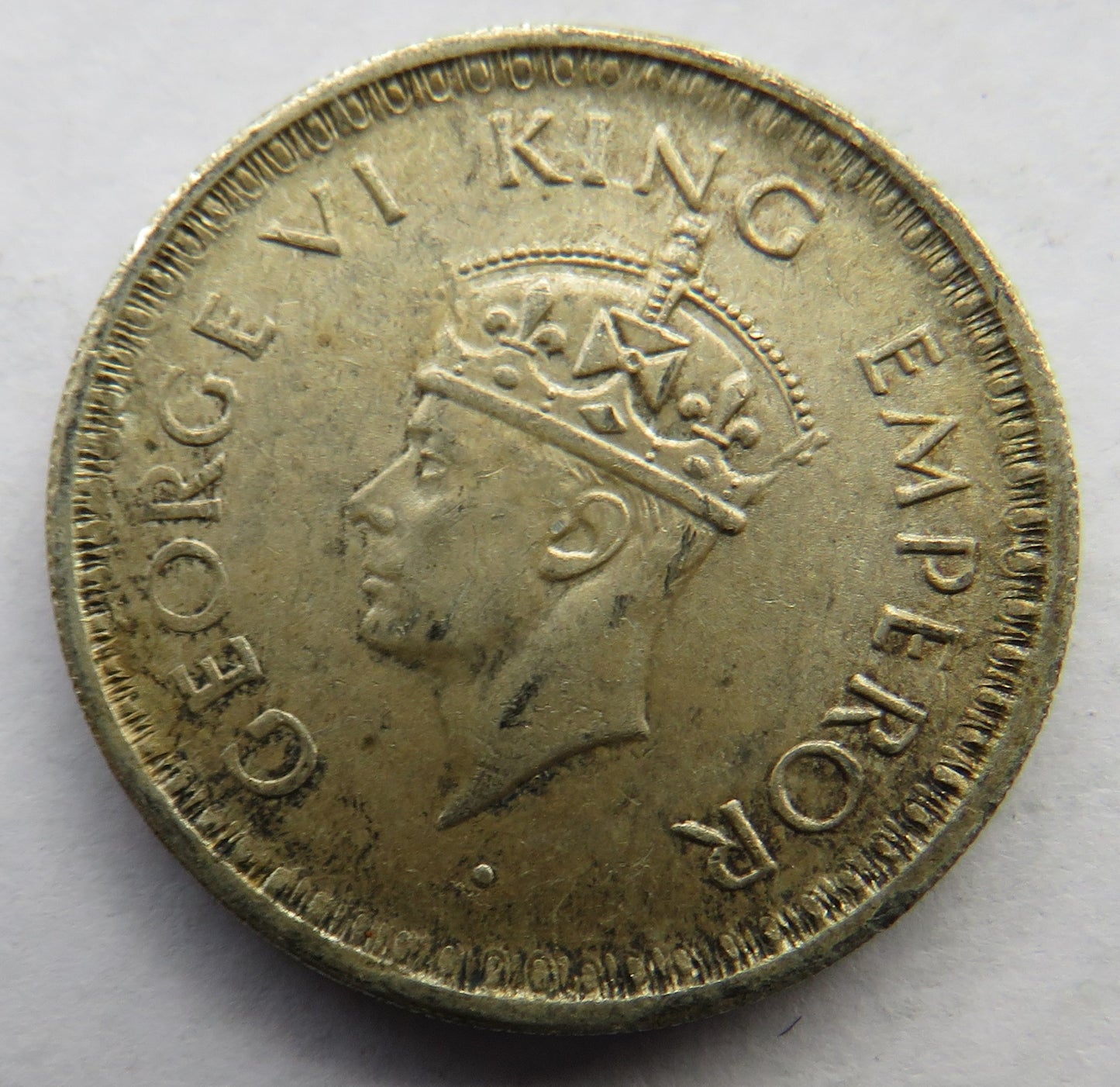 1943 King George VI India Silver 1/2 Rupee Coin