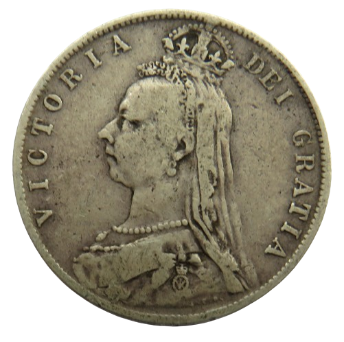 1892 Queen Victoria Jubilee Head Silver Halfcrown Coin
