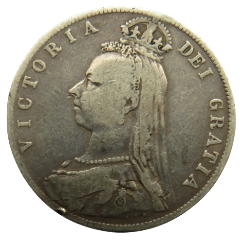 1889 Queen Victoria Jubilee Head Silver Halfcrown Coin