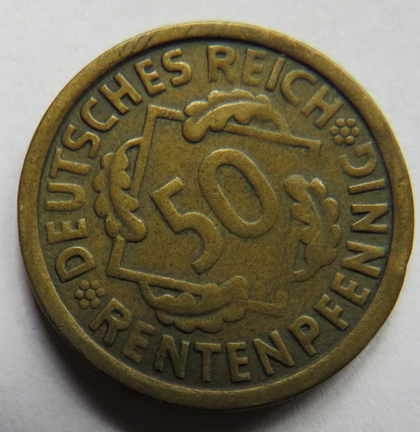 1924-J Germany - Weimar Republic 50 Rentenpfennig Coin