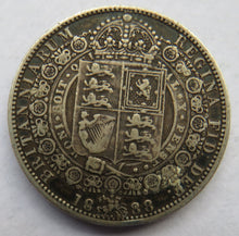 Load image into Gallery viewer, 1888 Queen Victoria Jubilee Head Silver Halfcrown Coin
