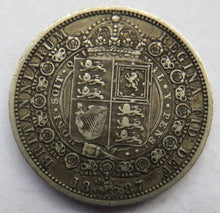 Load image into Gallery viewer, 1887 Queen Victoria Jubilee Head Silver Halfcrown Coin
