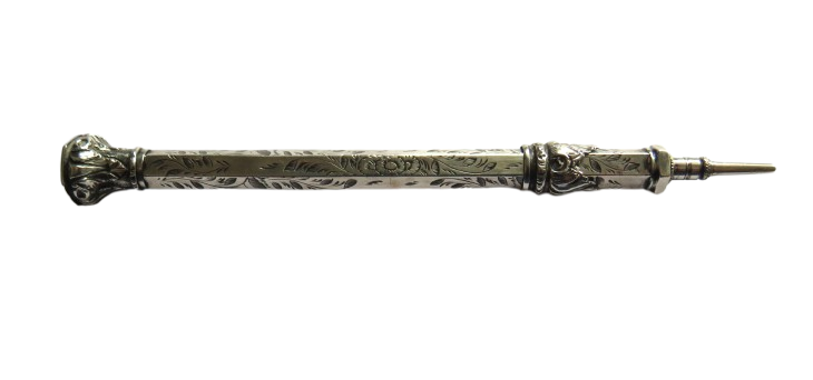 Antique White Metal / Silver & Citrine Propelling Pencil
