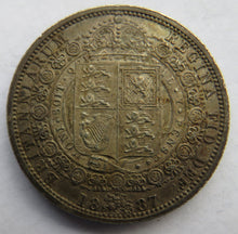 Load image into Gallery viewer, 1887 Queen Victoria Jubilee Head Silver Halfcrown Coin High Grade
