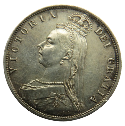 1887 Queen Victoria Jubilee Head Silver Halfcrown Coin