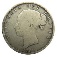 Load image into Gallery viewer, 1885 Queen Victoria Young Head Silver Halfcrown Coin
