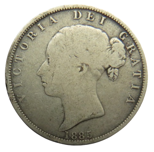 1885 Queen Victoria Young Head Silver Halfcrown Coin