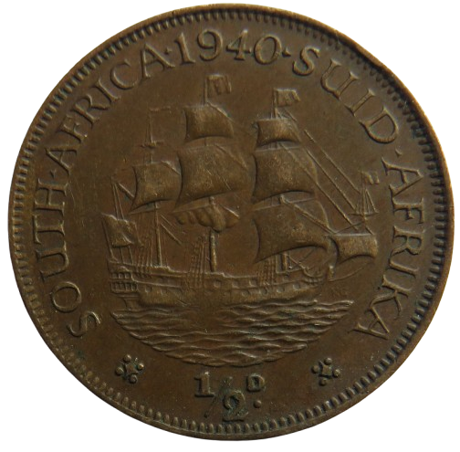 1940 King George VI South Africa Halfpenny Coin