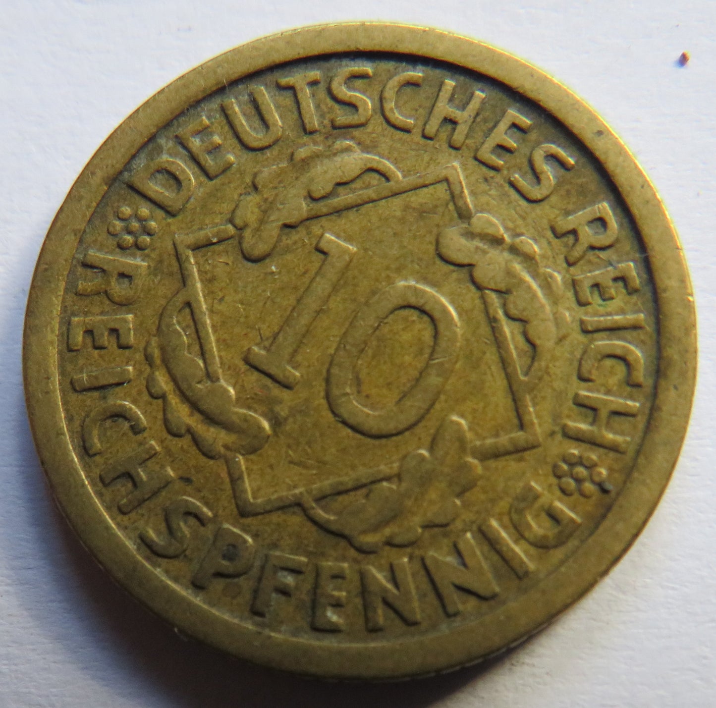 1925-F Germany - Weimar Republic 10 Reichspfennig Coin