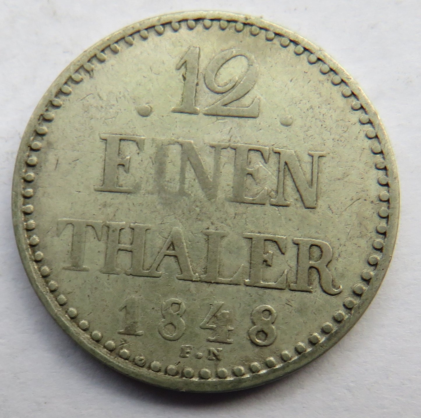 1848 German States Mecklenburg-Schwerin Silver 1/12 Thaler Coin