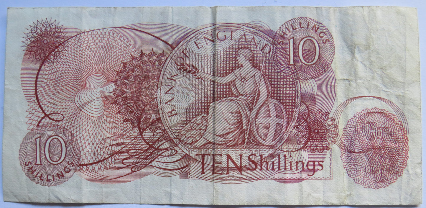 C.1967 Bank of England 10 Ten Shillings Banknote J.S. Fforde (C11N)