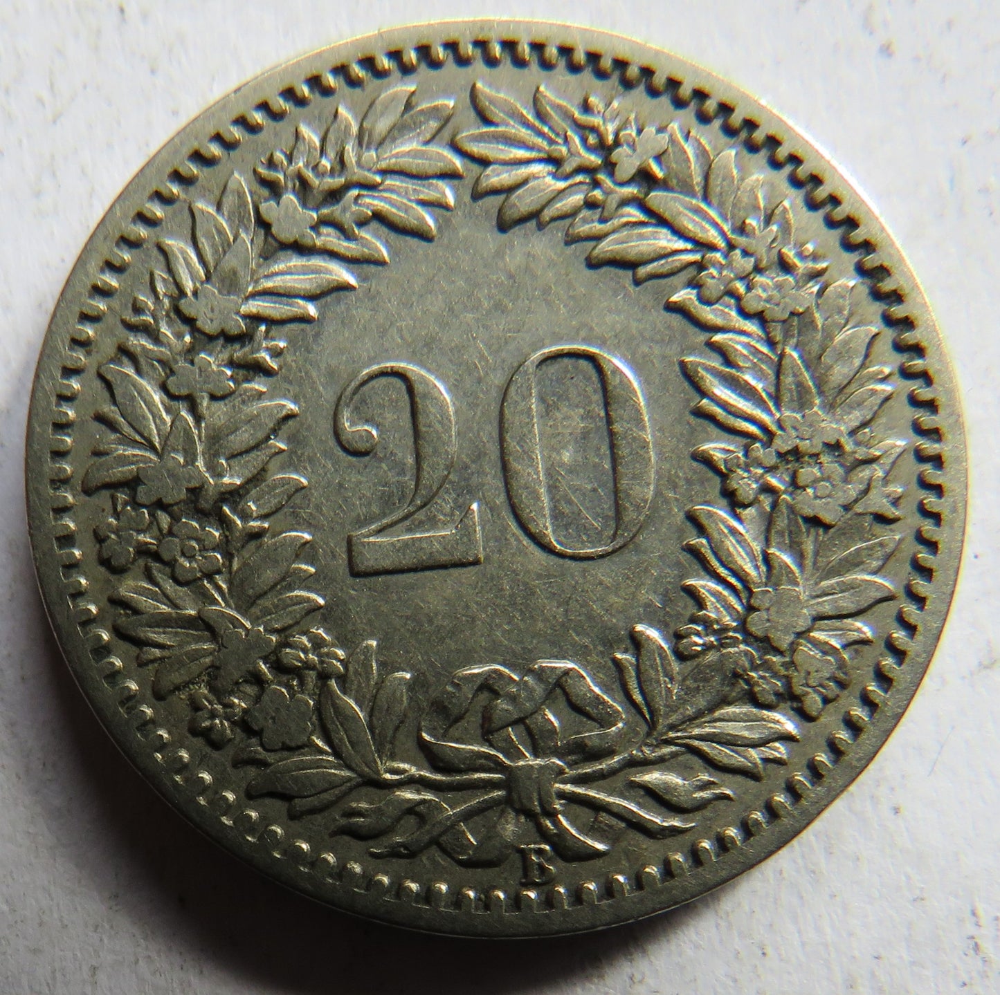 1885 Switzerland 20 Rappen Coin