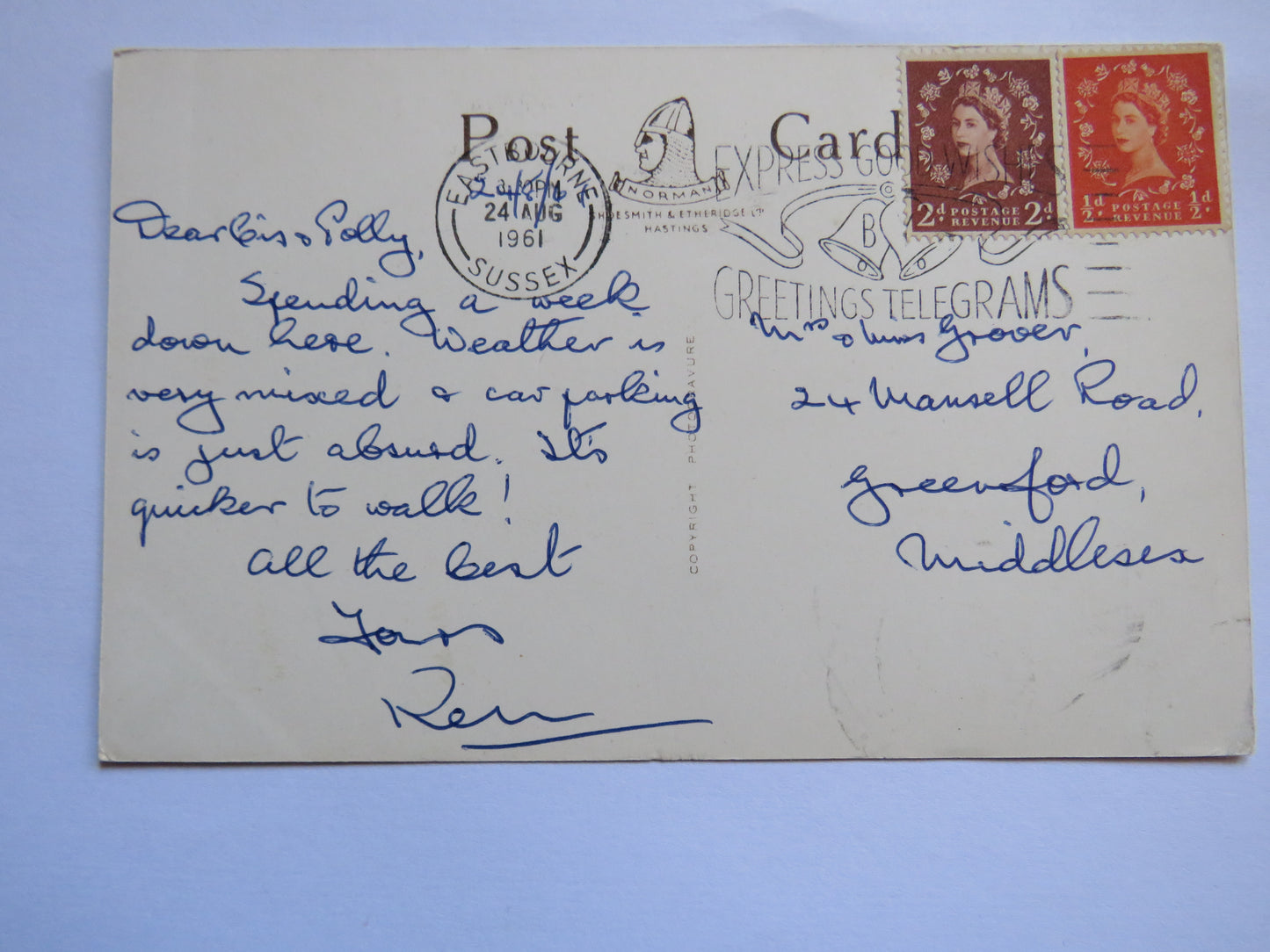 Vintage Postcard of Holywell and Western Parades, Eastbourne, 1961