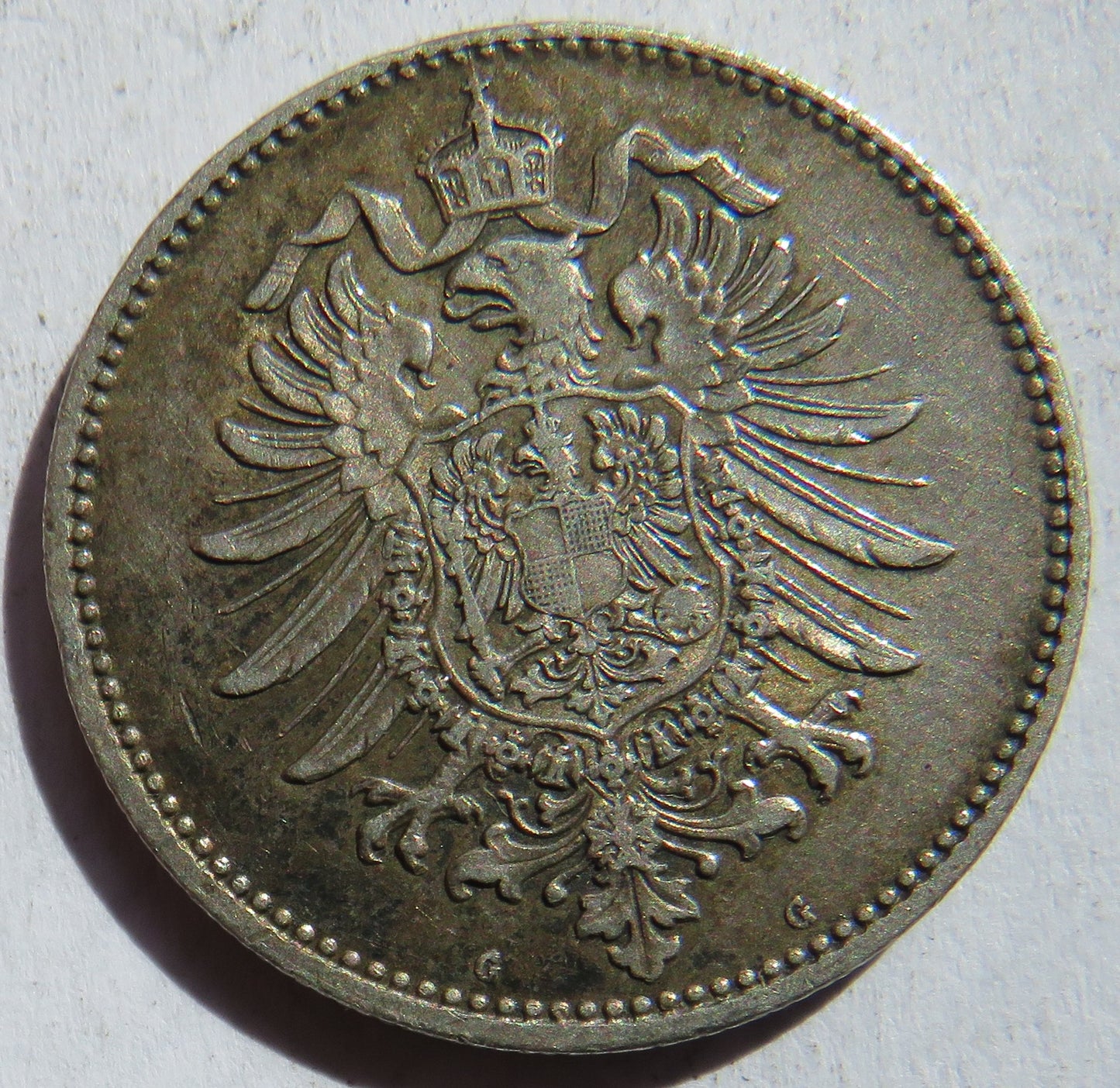 1875-G Germany Silver One Mark Coin